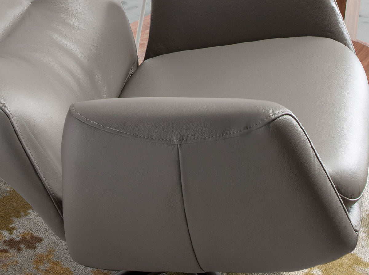 Poltrona girevole in pelle grigio scuro