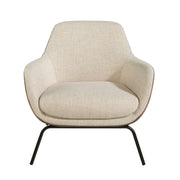 Poltrona in tessuto crema ed ecopelle marrone