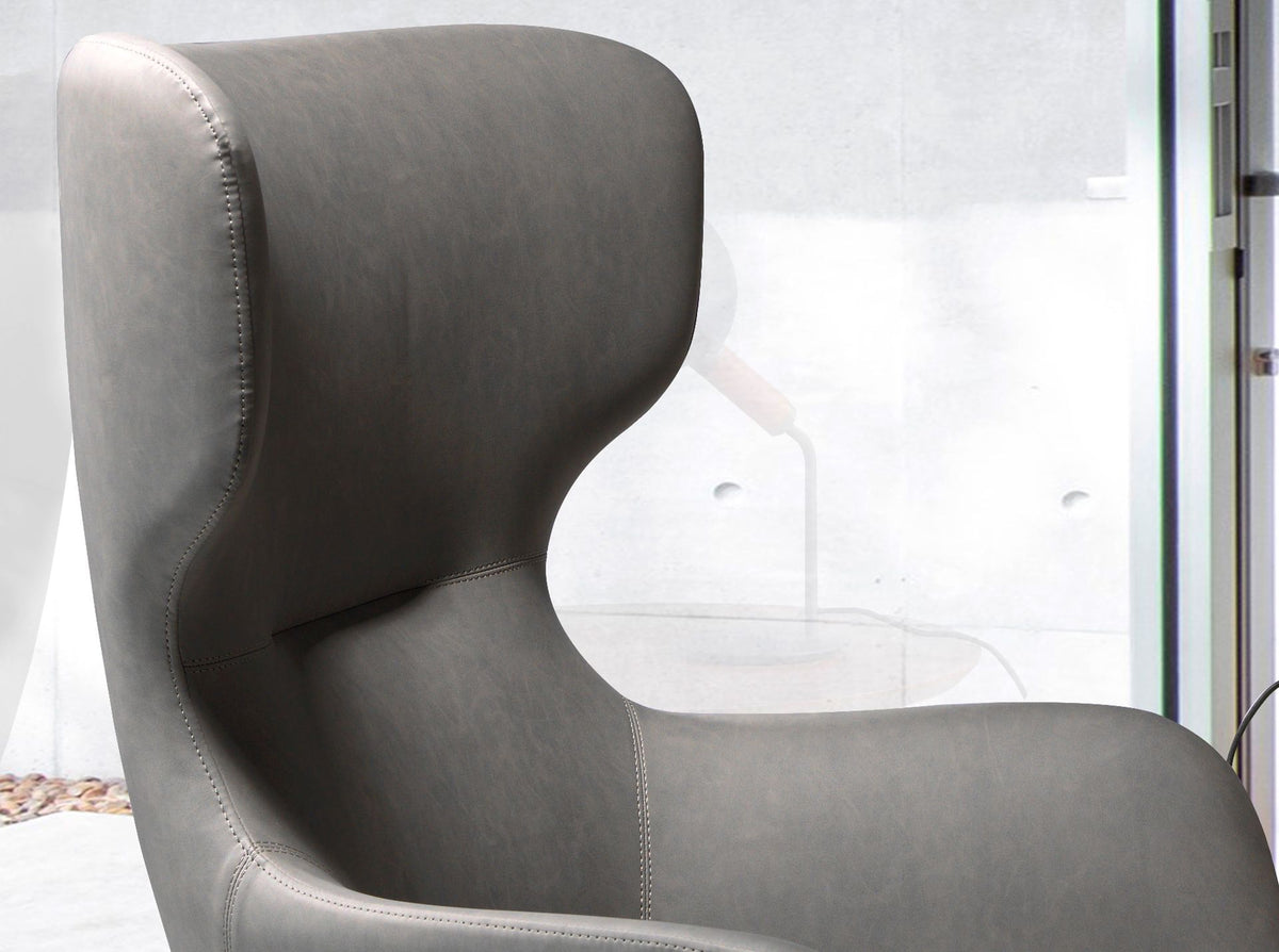 Poltrona girevole in ecopelle grigio scuro