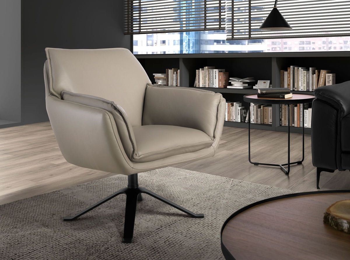 Poltrona girevole in pelle grigio scuro