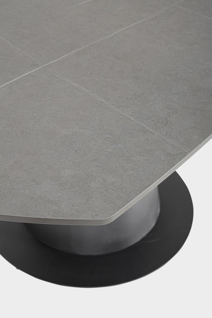 Tavolo allungabile da ovale a rotondo in gres effetto marmo 160x102 cm