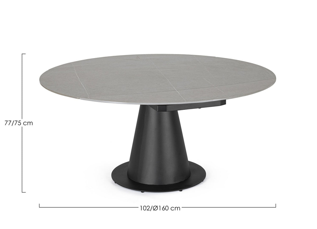 Tavolo allungabile da ovale a rotondo in gres effetto marmo 160x102 cm