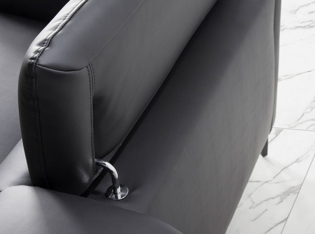 Divano chaise longue sinistro in pelle nera