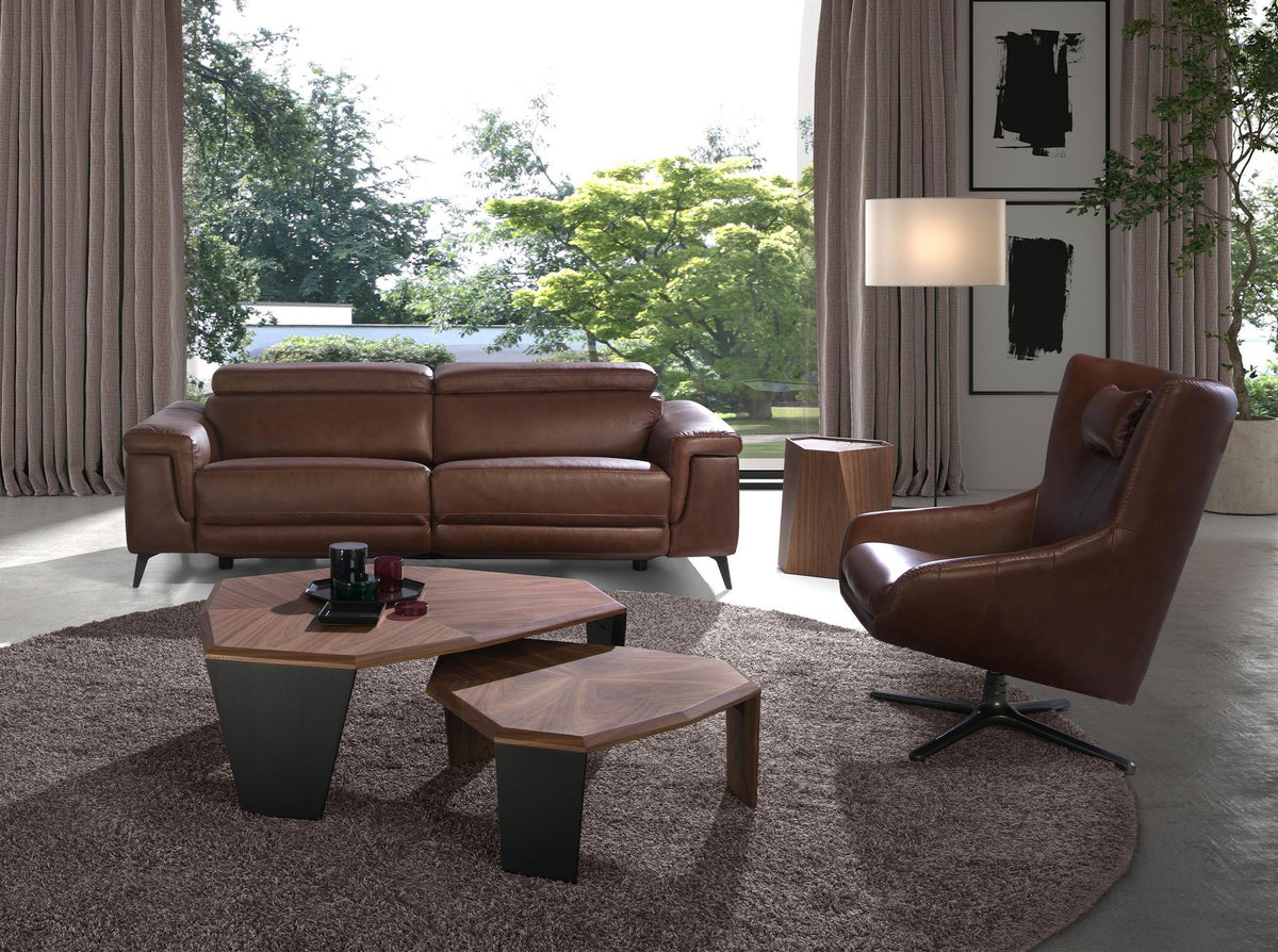Divano relax a 3 posti in pelle marrone