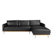 Divano chaise longue destro in pelle nera