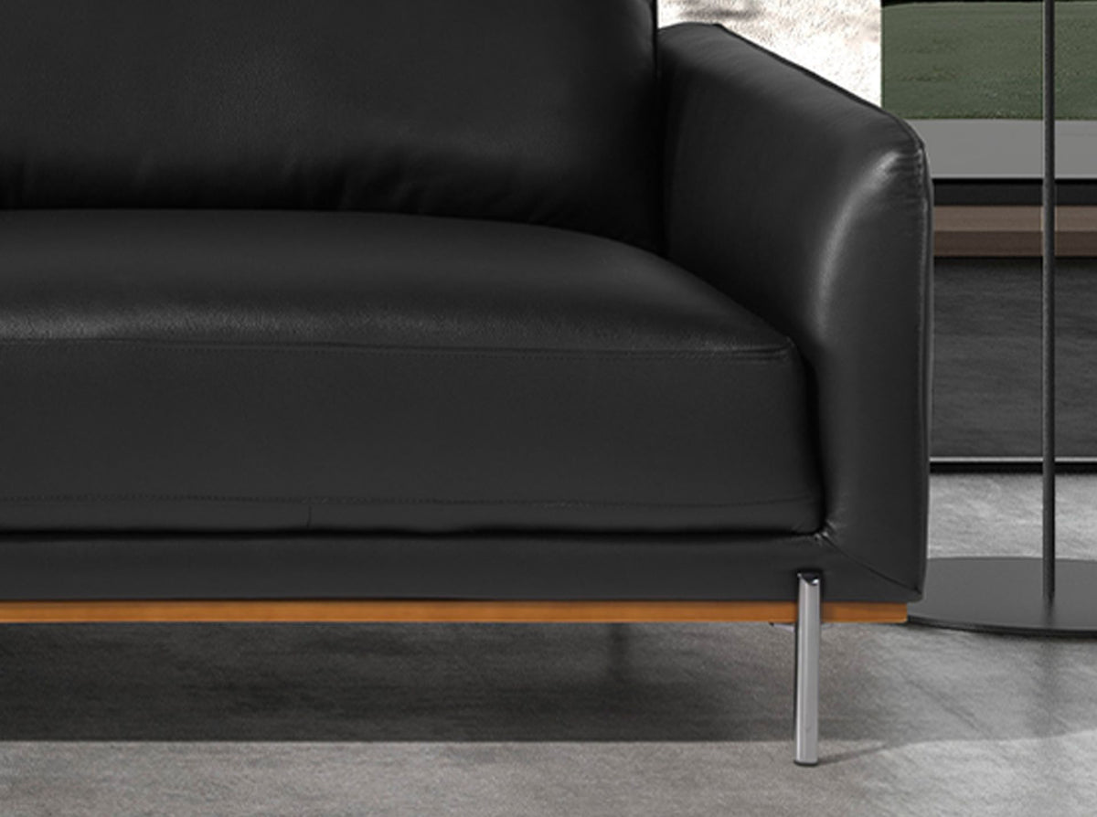 Divano chaise longue sinistro in pelle nera