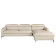 Divano chaise longue destro in pelle sabbia