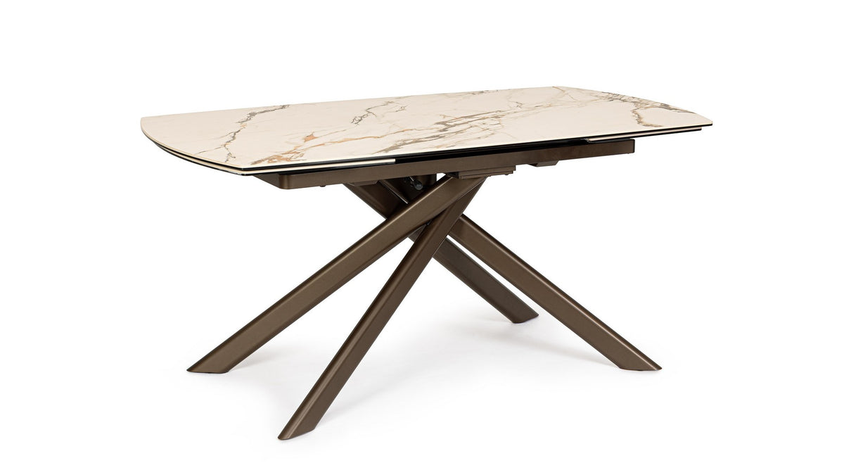 Tavolo allungabile in gres porcellanato effetto marmo 160-240x90 cm