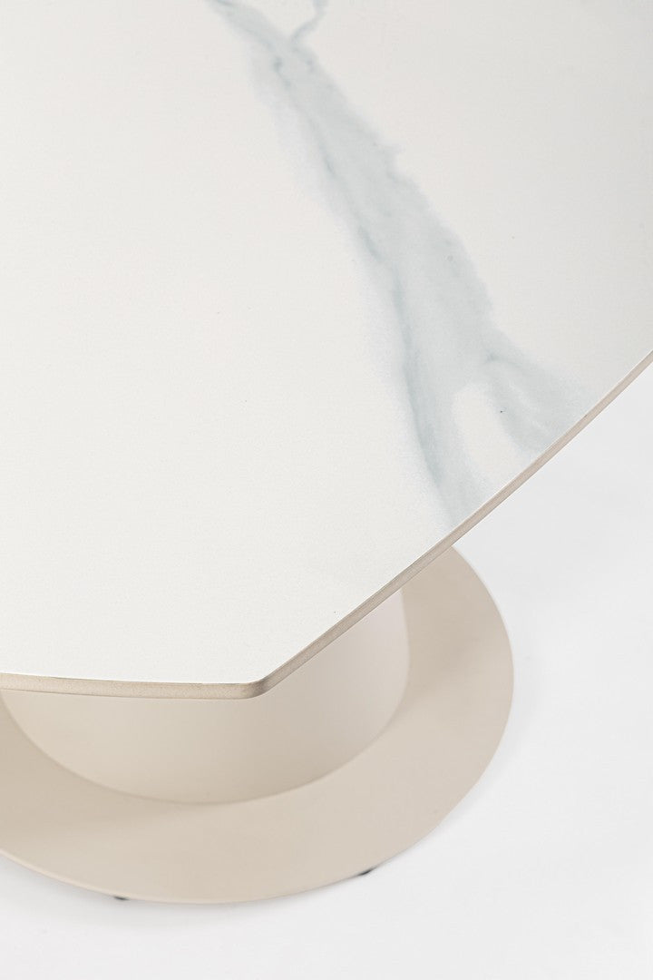 Tavolo allungabile da ovale a rotondo in gres effetto marmo 160x102 cm
