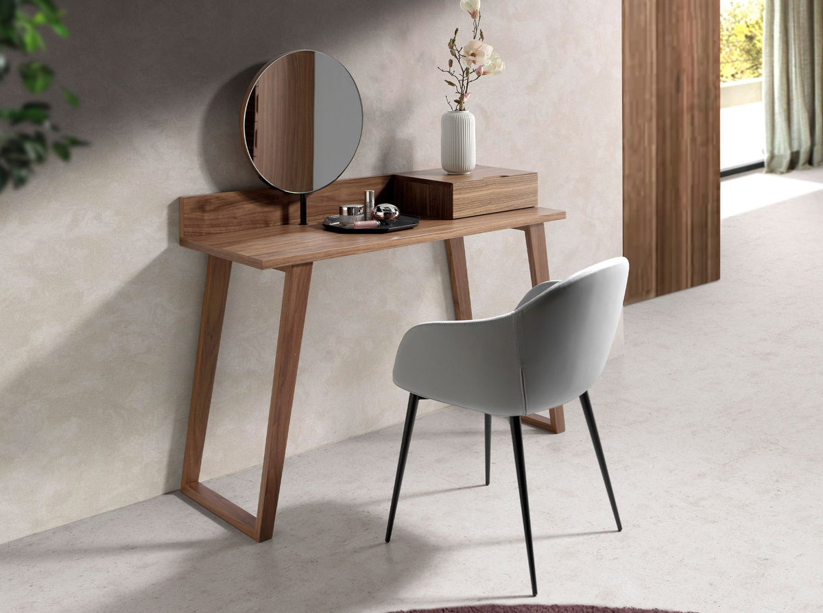 Tavolino da toilette in noce con specchio
