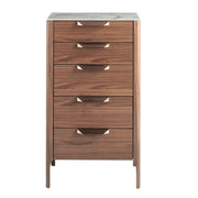 Chiffoniere in noce con piano in vetro effetto marmo