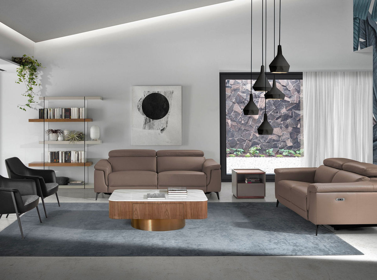 Comodino in legno grigio e noce