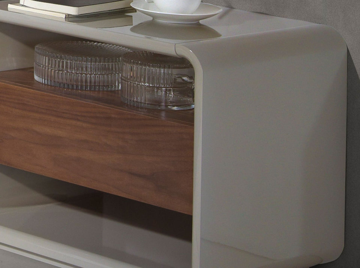 Comodino noce e legno grigio