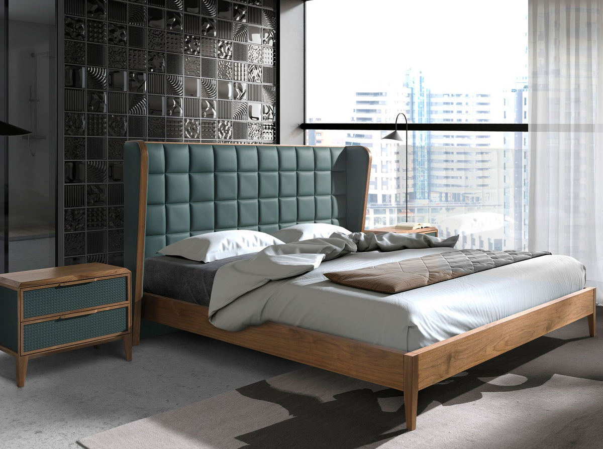 Letto in ecopelle verde scuro