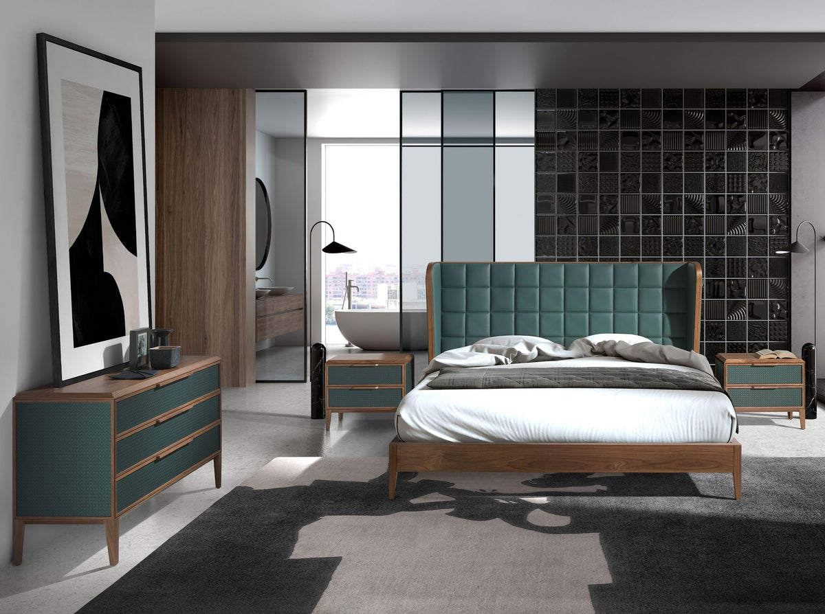Letto in ecopelle verde scuro