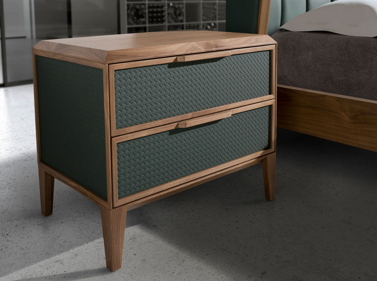 Comodino in pvc e noce verde scuro