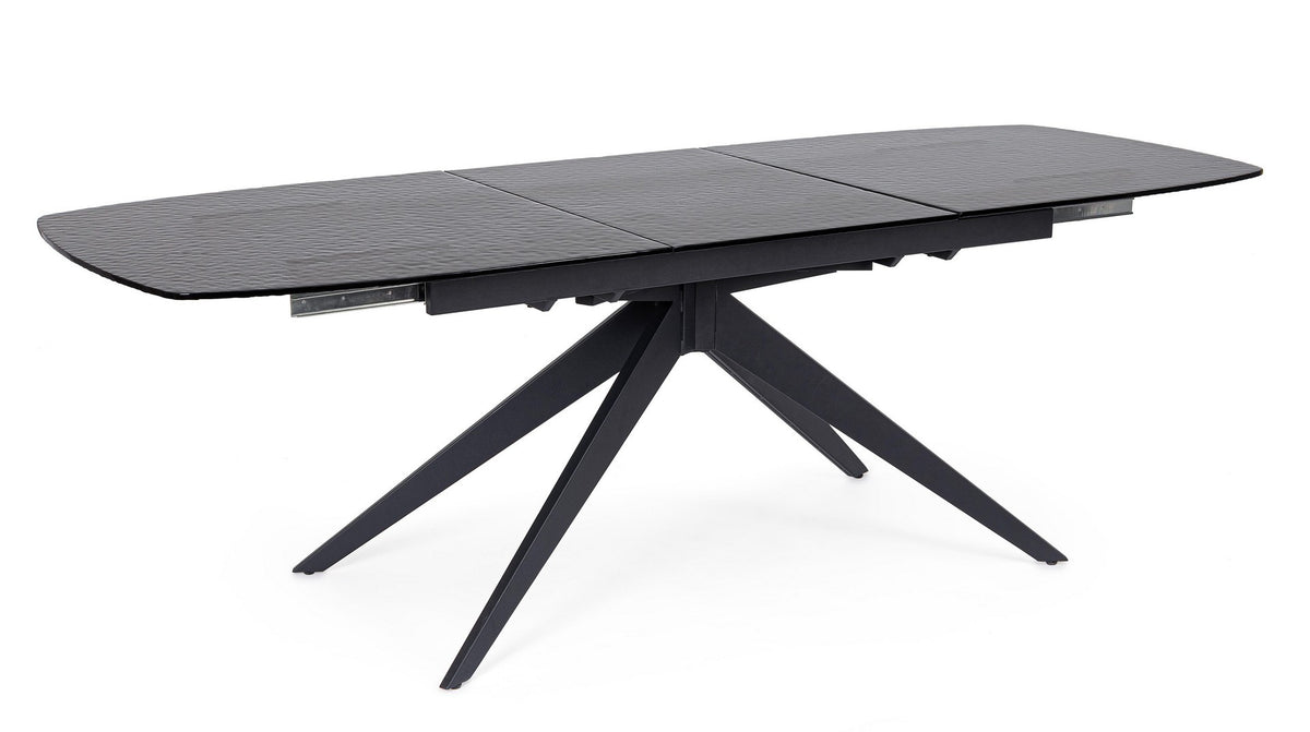 Tavolo allungabile in vetro temperato sagomato 180-240x90 cm