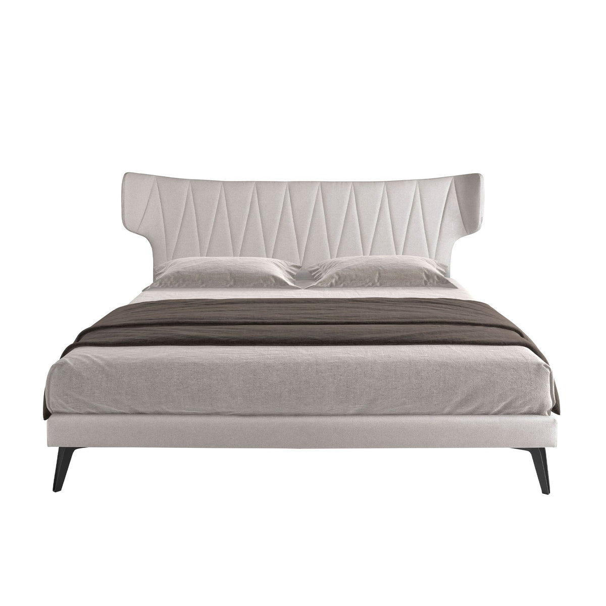 Letto in tessuto grigio chiaro