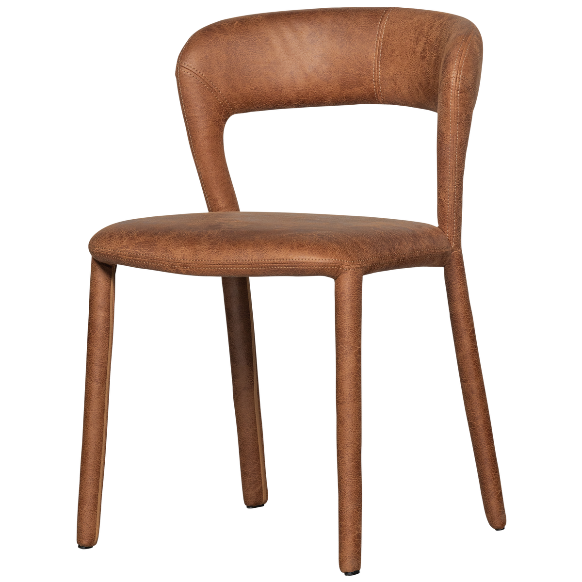 Sedia da pranzo nobile in pelle cognac