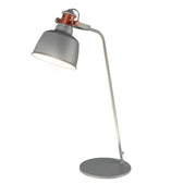 Lampada da tavolo in acciaio grigio e dettagli in bronzo