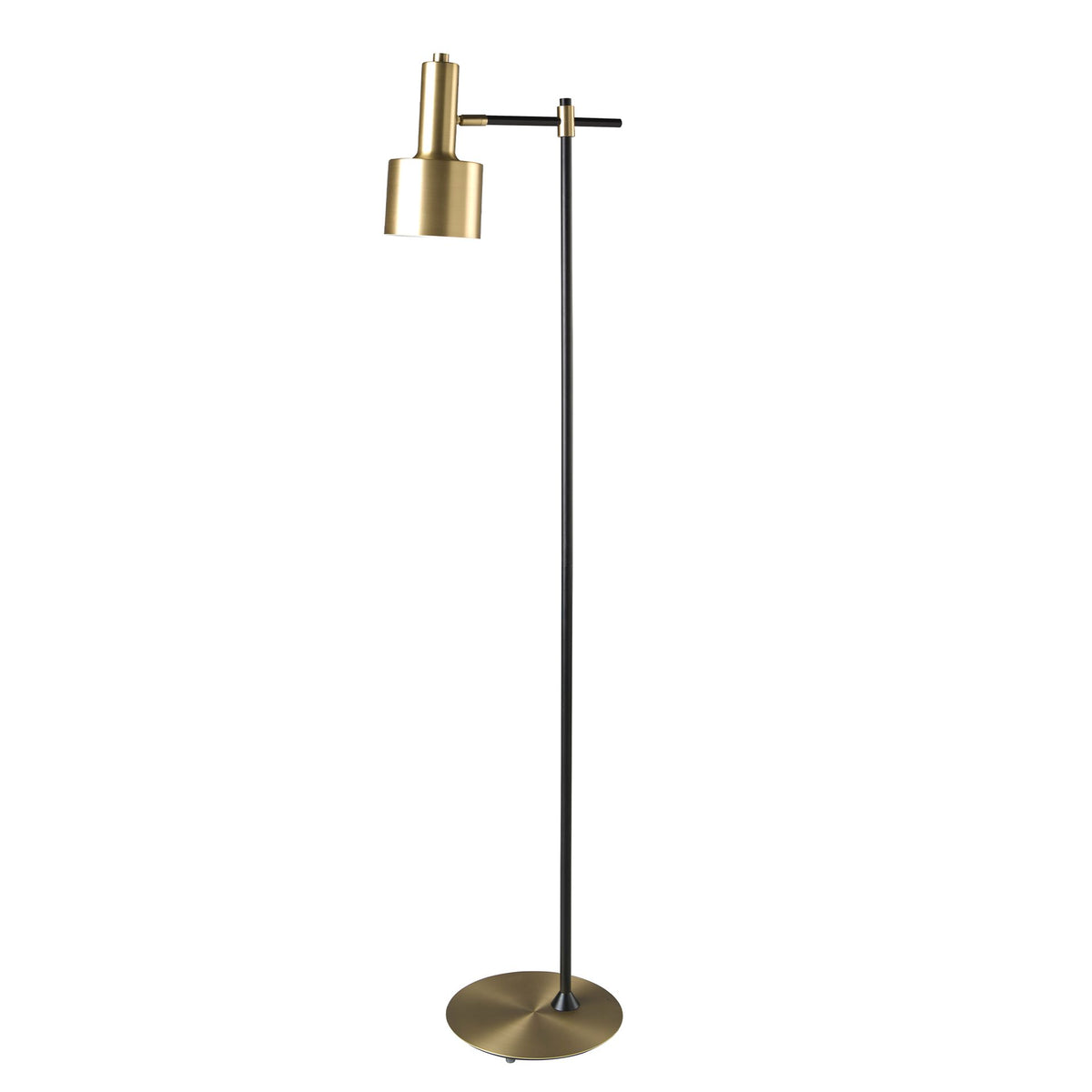 Lampada da terra in alluminio dorato e acciaio nero