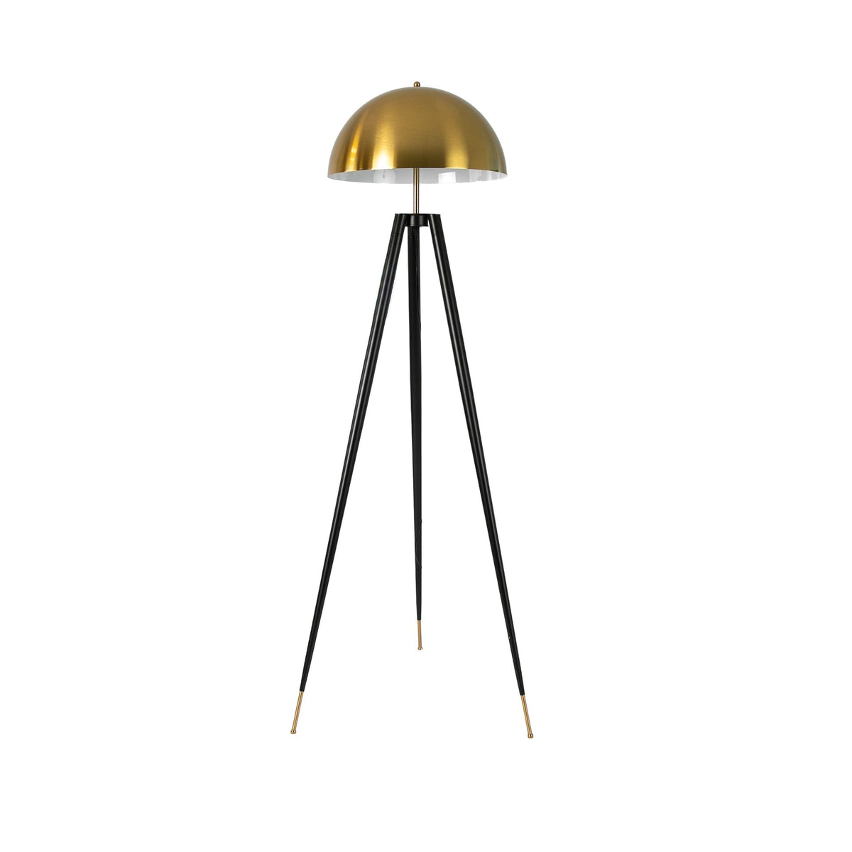 Lampada da terra in acciaio lucido dorato e acciaio nero