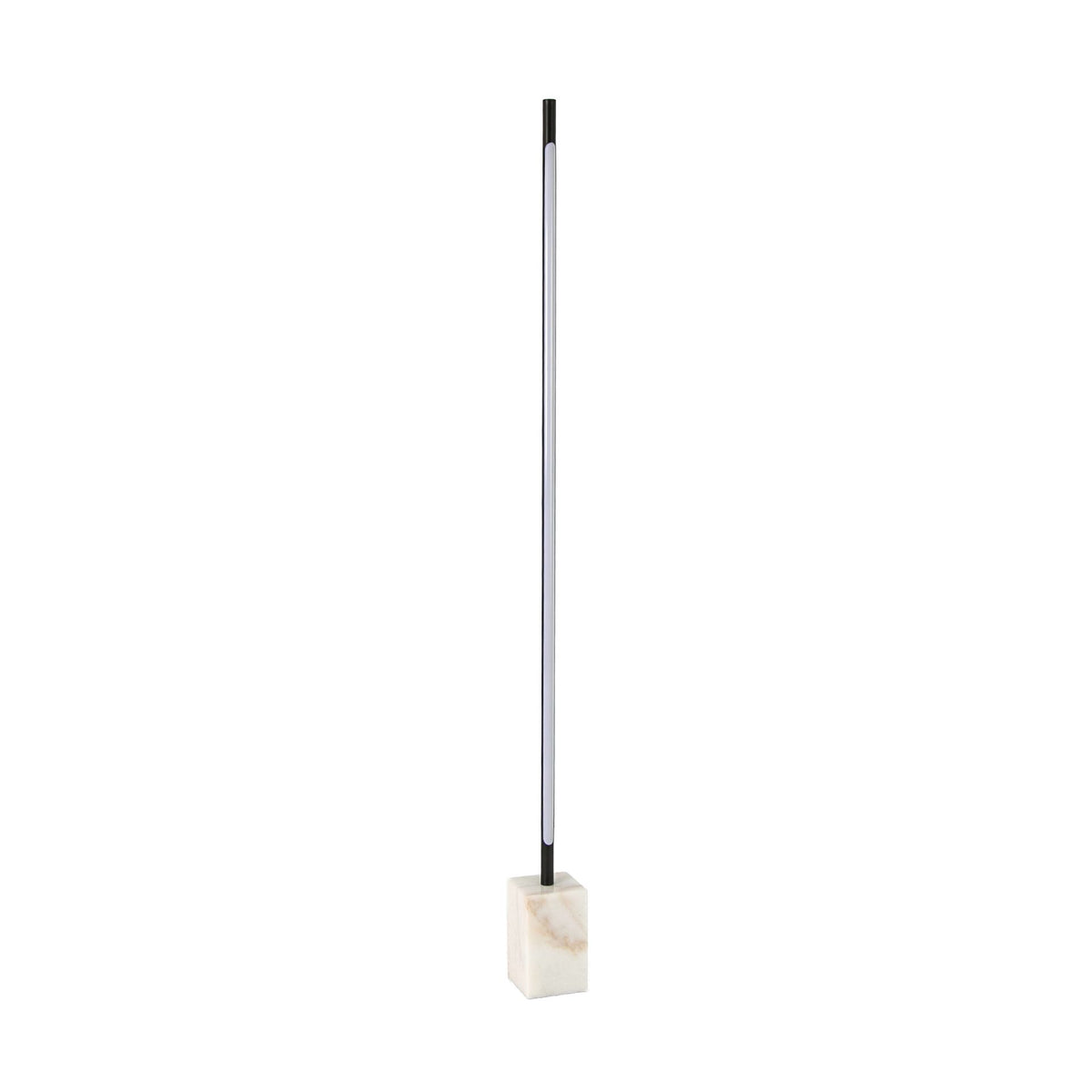 Lampada da terra in acciaio nero con base in marmo porcellanato