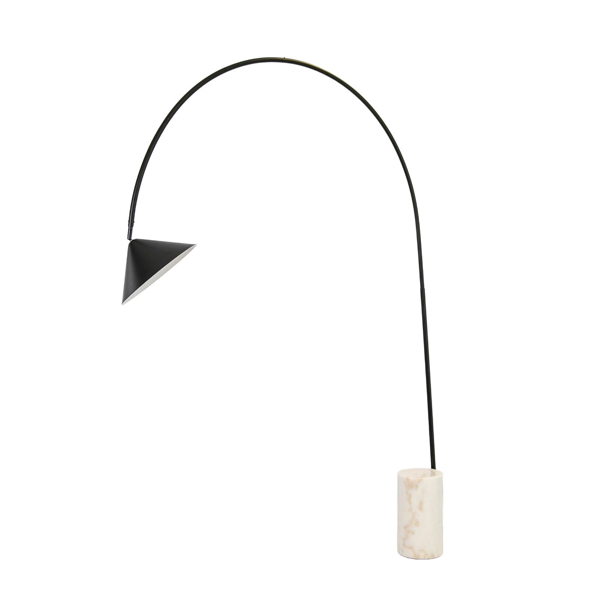 Lampada da terra in acciaio nero con base in marmo porcellanato