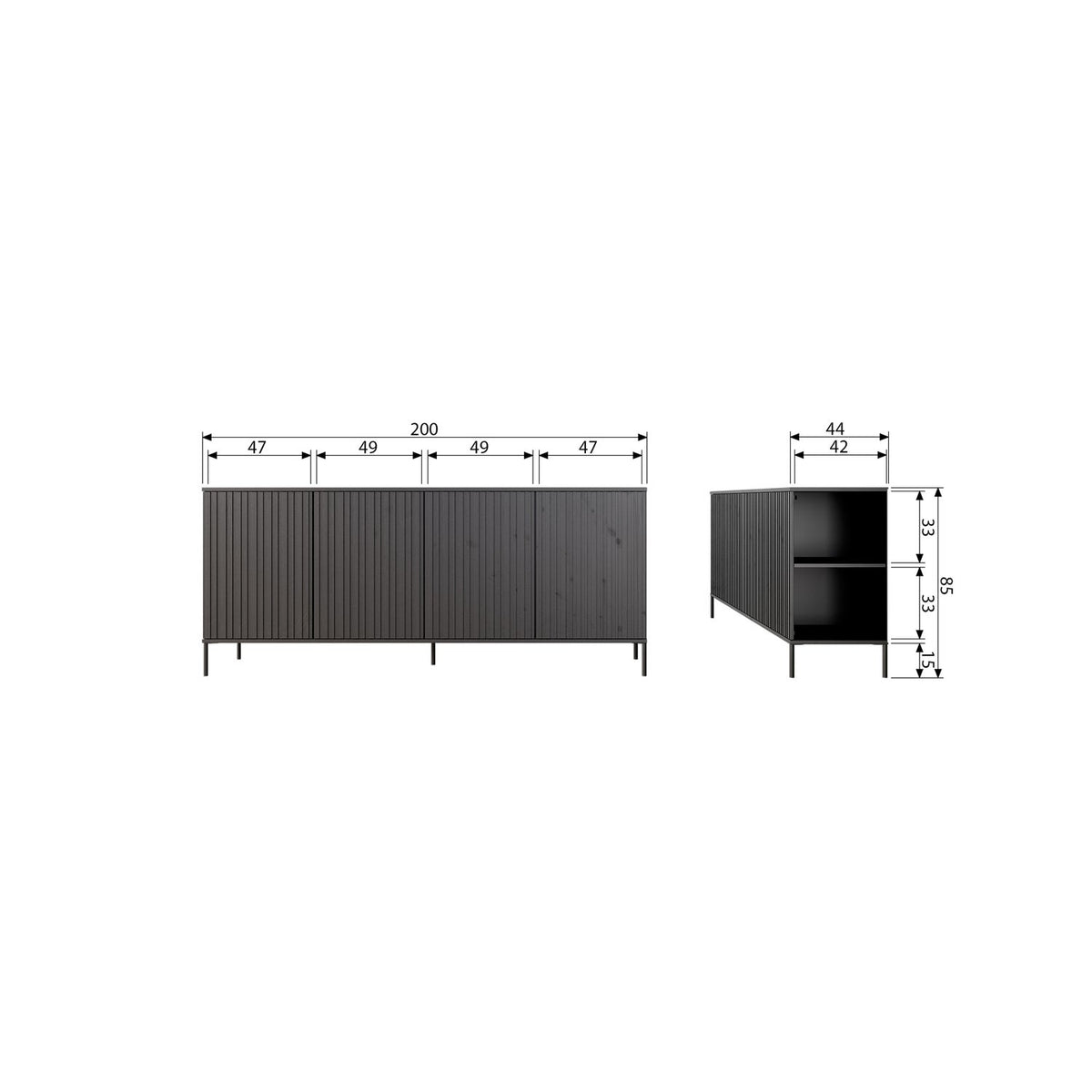 Nuova credenza rotondo 200 cm pine dust