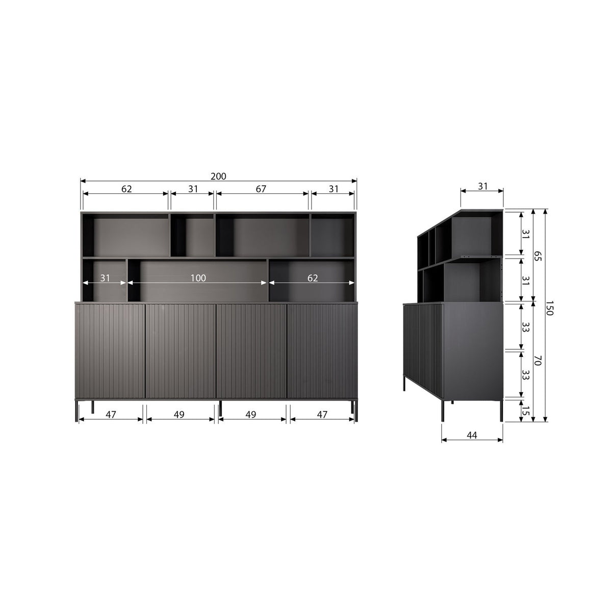 Nuovo armadio aggiuntivo rotococco pine dust