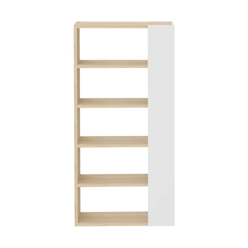 9500.323539-Ella-Bookcase-Light_Oak_Melamine-Pure_White-Front