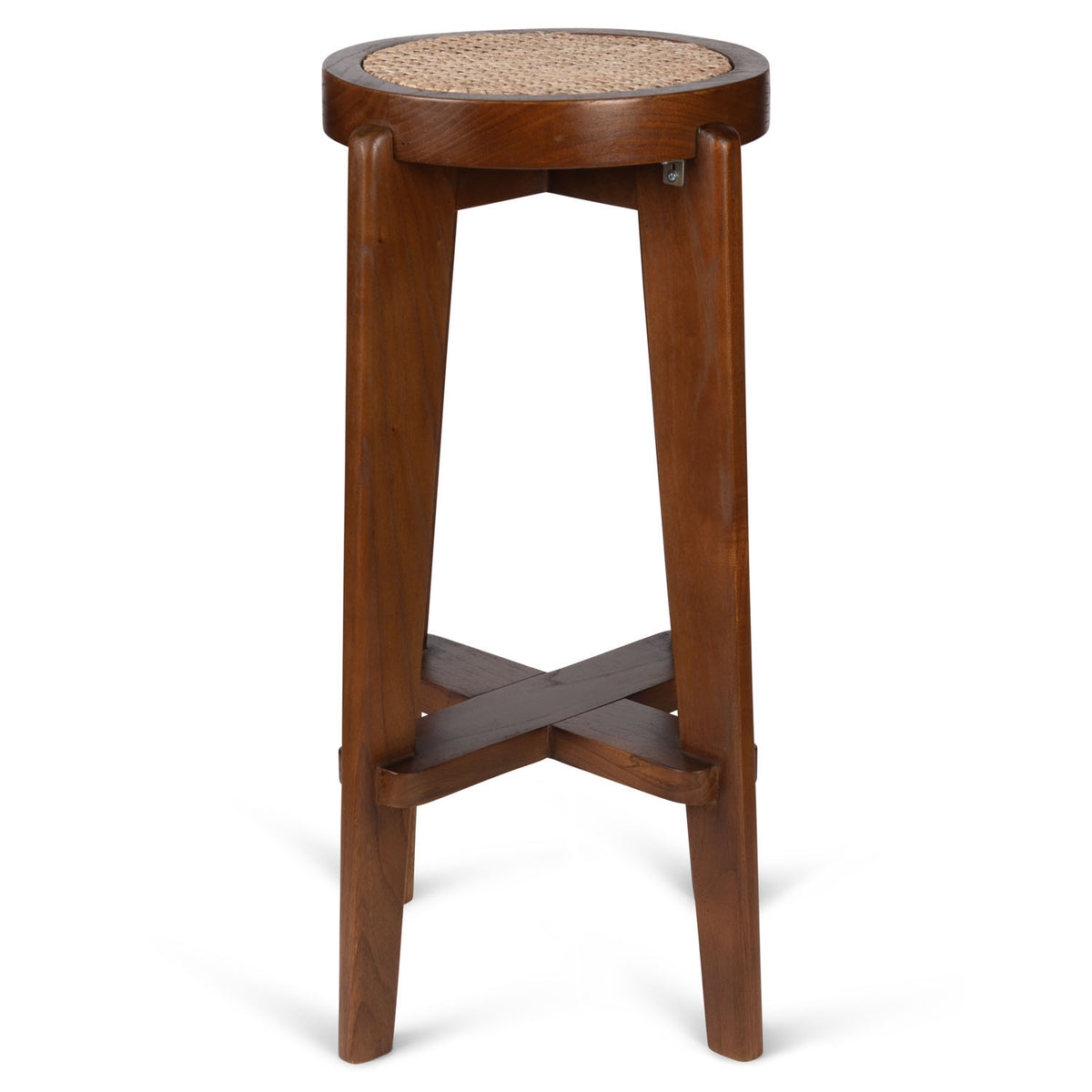 High Bar Stool Cane DT.W.19. H78cm - Dark Brown - Pierre Jeanneret Edition