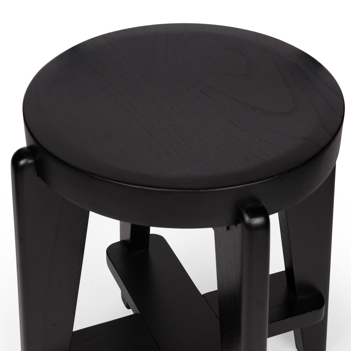 Sgabello basso Low Bar Stool Wood DT.W.19. H47cm - Charcoal Black - Pierre Jeanneret Edition