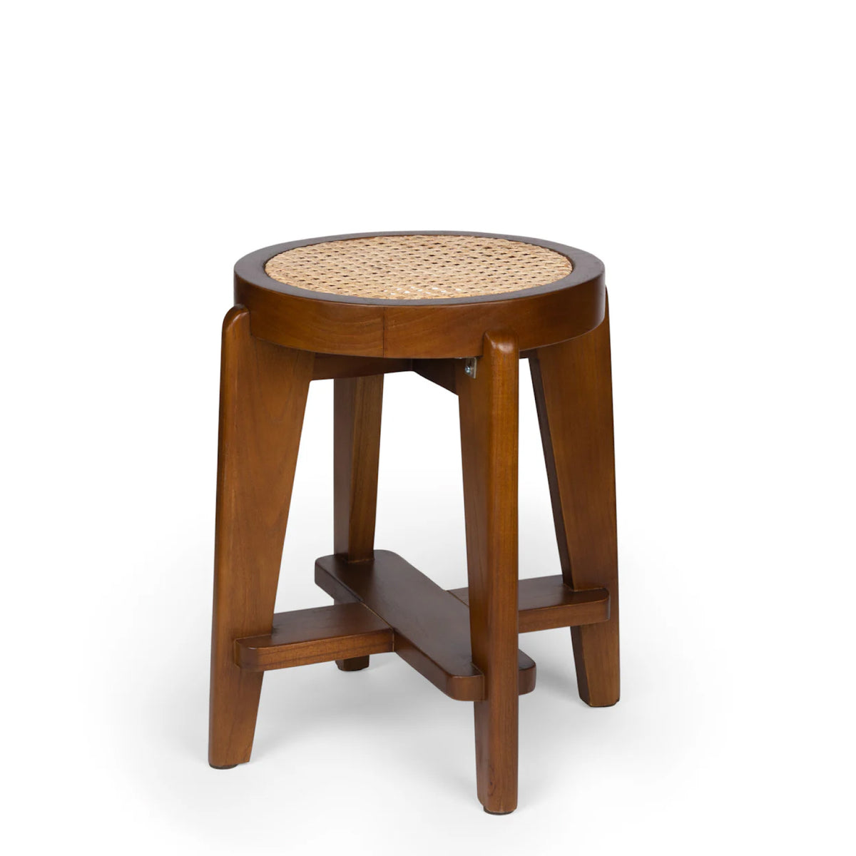 Sgabello basso Low Bar Stool Cane DT.W.19. H47cm - Dark Brown - Pierre Jeanneret Edition