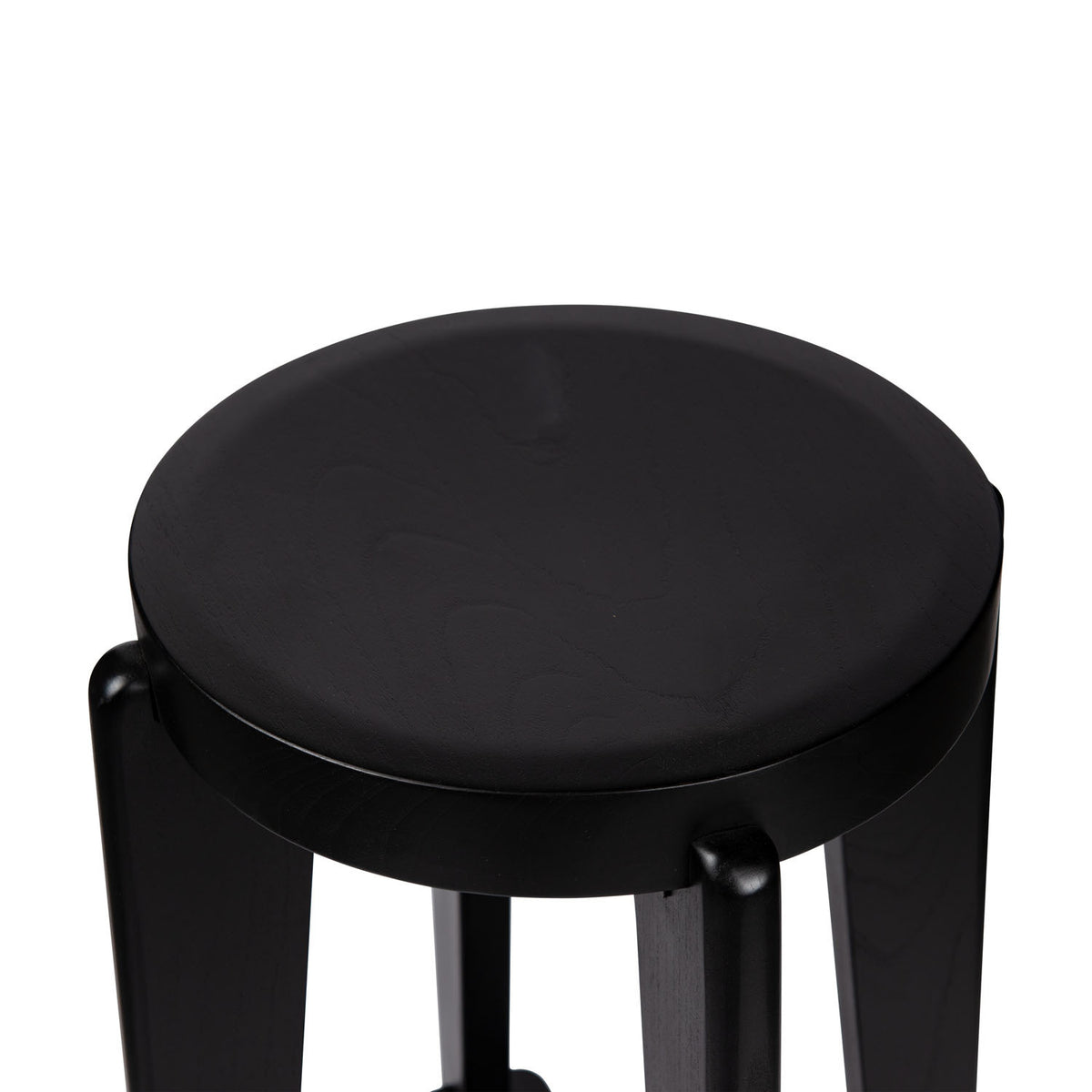 High Bar Stool Wood DT.W.19. H78cm - Charcoal Black - Pierre Jeanneret Edition