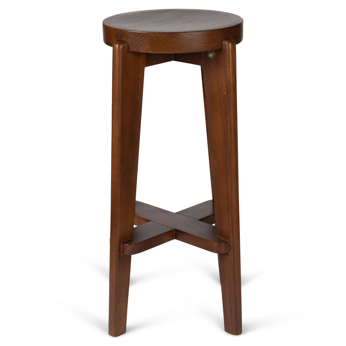 High Bar Stool Wood DT.W.19. H78cm - Dark Brown - Pierre Jeanneret Edition
