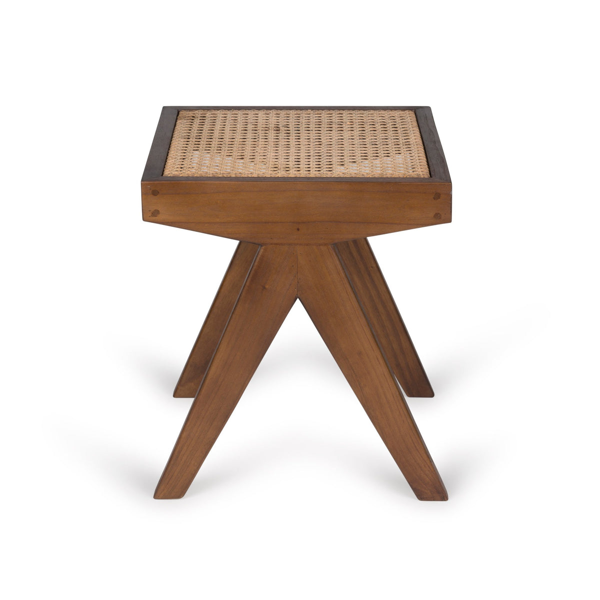 Panca in rattan B.T.H. Flats 1 - Dark Brown - Pierre Jeanneret Edition