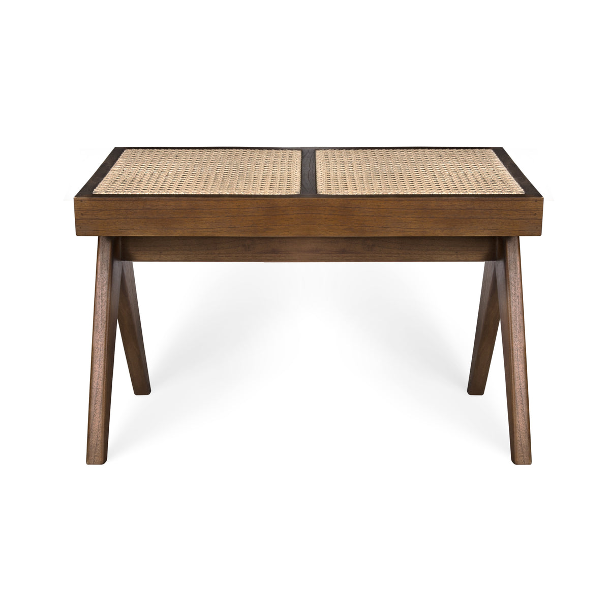 Panca in rattan B.T.H. Flats 2 - Dark Brown - Pierre Jeanneret Edition