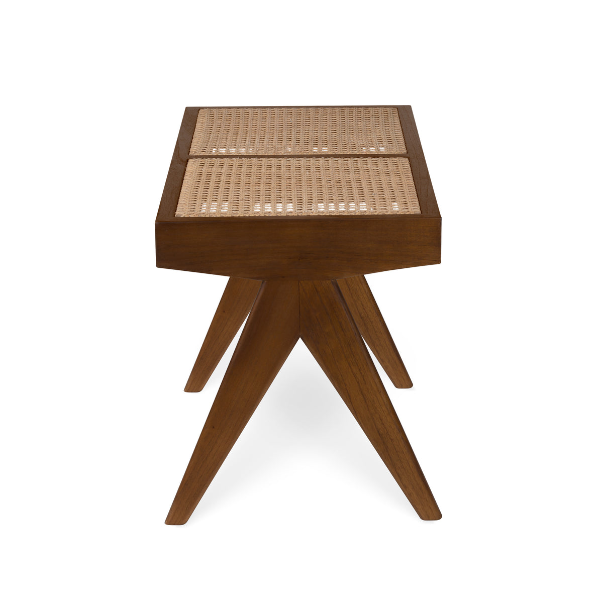 Panca in rattan B.T.H. Flats 2 - Dark Brown - Pierre Jeanneret Edition