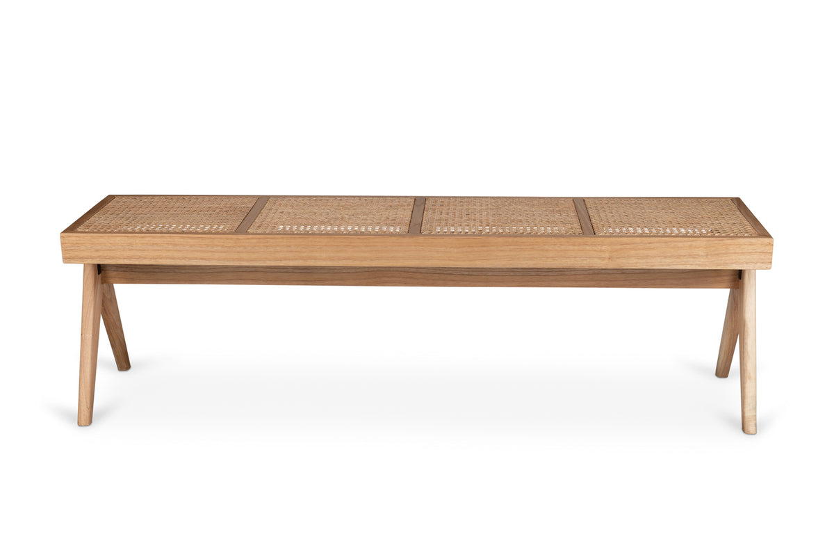 Panca in rattan B.T.H. Flats 4 - Natural - Pierre Jeanneret Edition