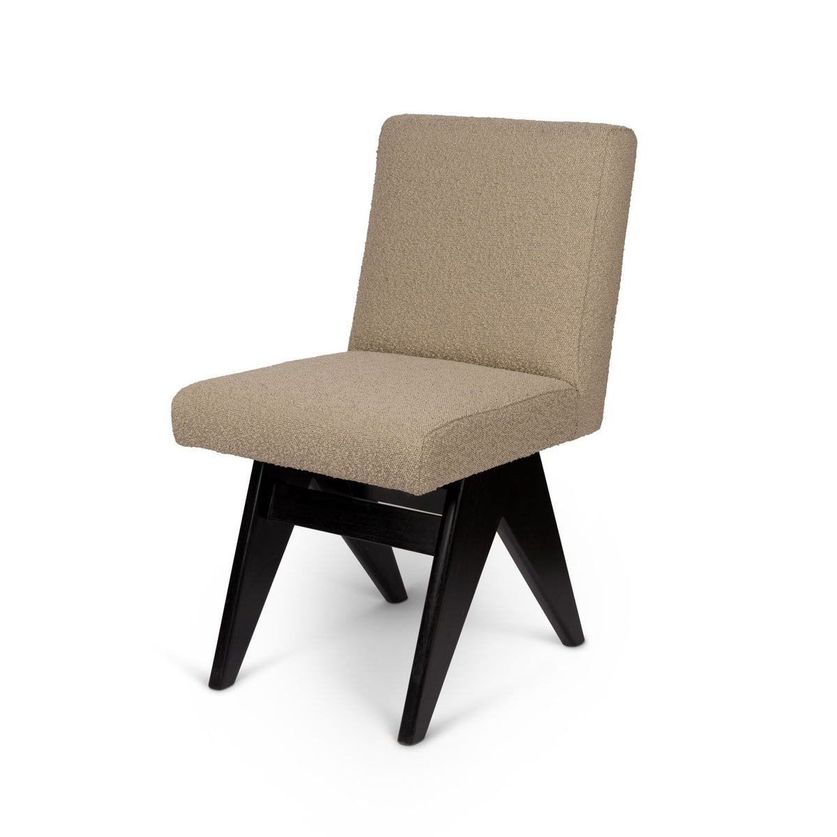 Sedia Dining Sofa Jacques Bouclè Taupe - struttura Charcoal Black - Pierre Jeanneret Edition
