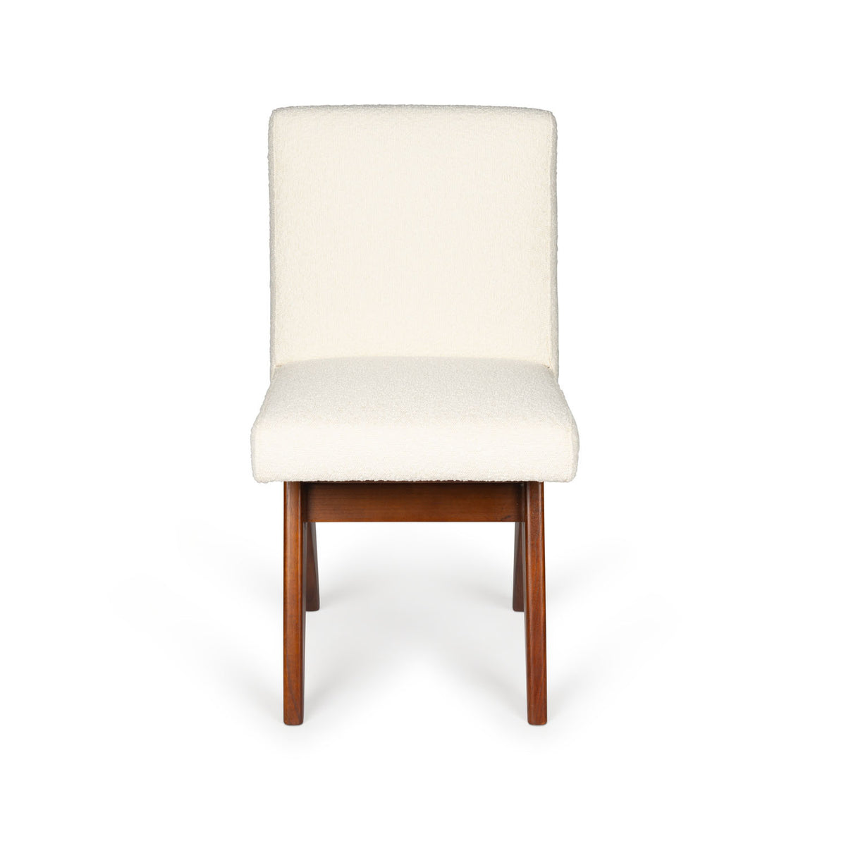 Sedia Dining Sofa Jacques Bouclè Crema - struttura Dark Brown - Pierre Jeanneret Edition