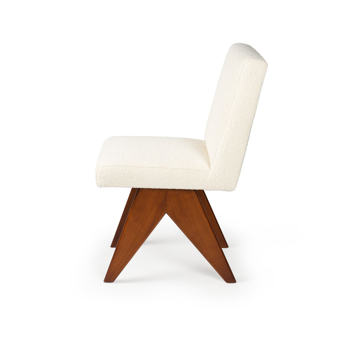 Sedia Dining Sofa Jacques Bouclè Crema - struttura Dark Brown - Pierre Jeanneret Edition