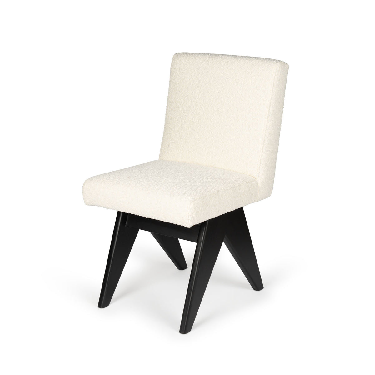 Sedia Dining Sofa Jacques Bouclè Crema - struttura Charcoal Black - Pierre Jeanneret Edition