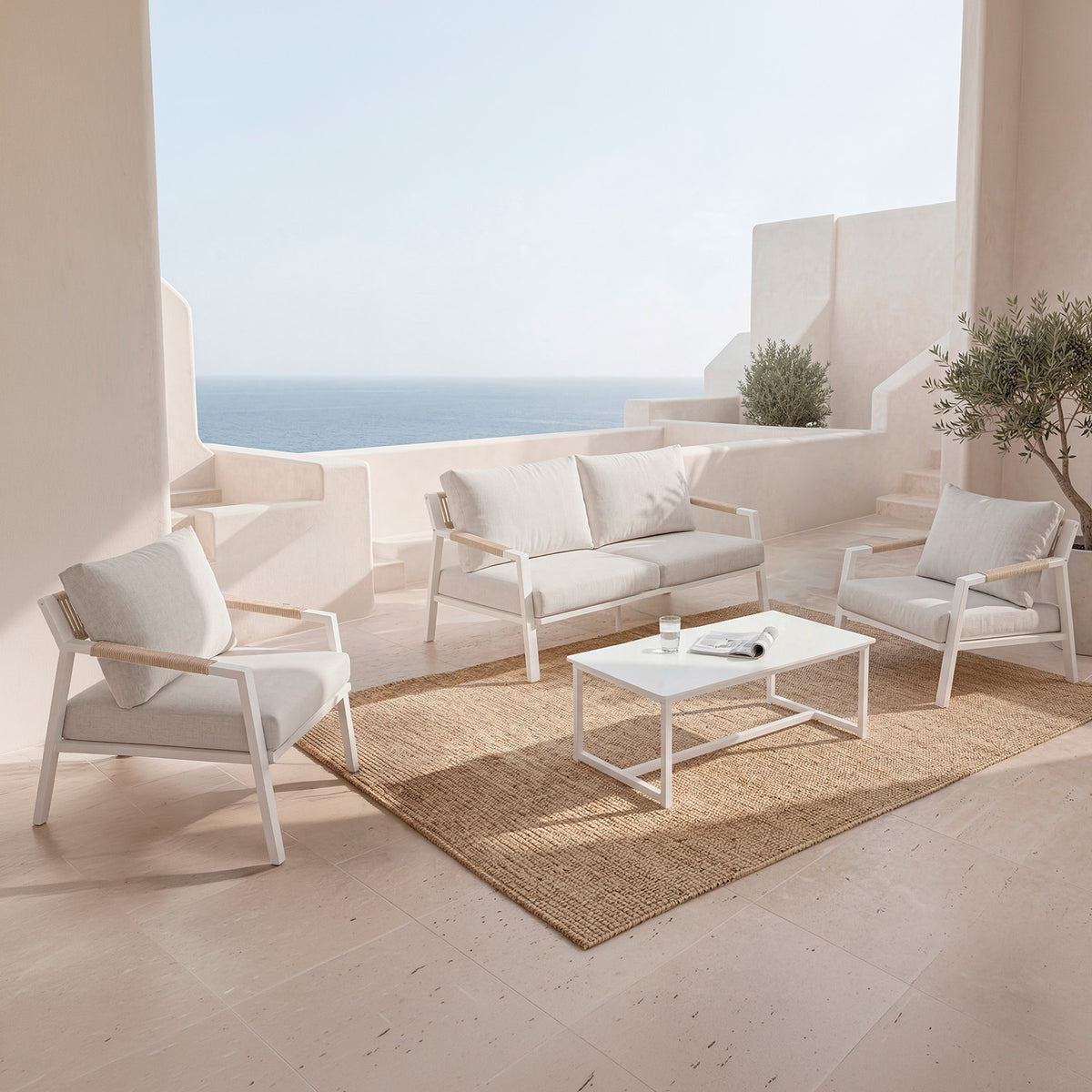 Set da giardino MUSCAT – divano, 2 poltrone e tavolino