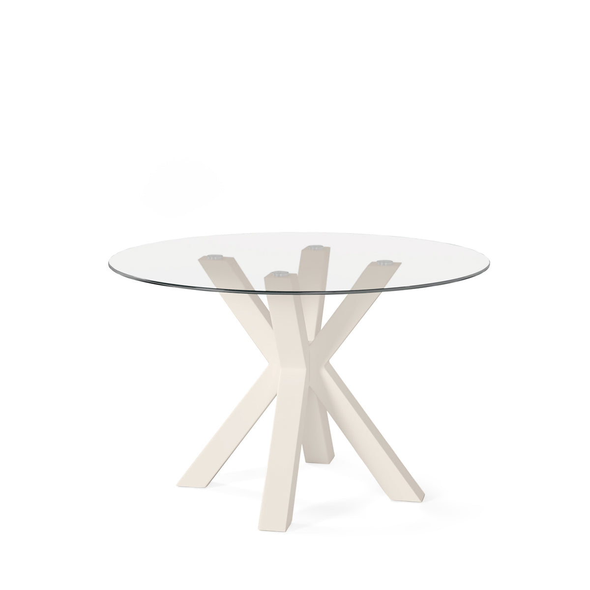Tavolo JADE 120 rotondo fisso - Vetro/Beige