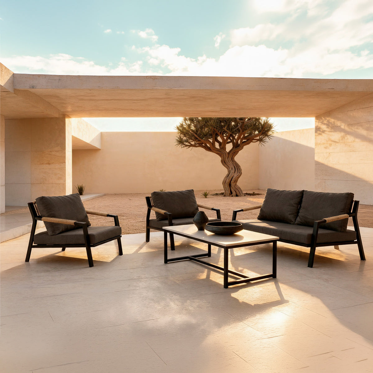 Set da giardino MUSCAT – divano, 2 poltrone e tavolino