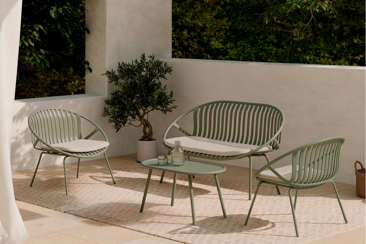 Set da giardino IBIZA – divano, 2 poltrone e tavolino - Verde