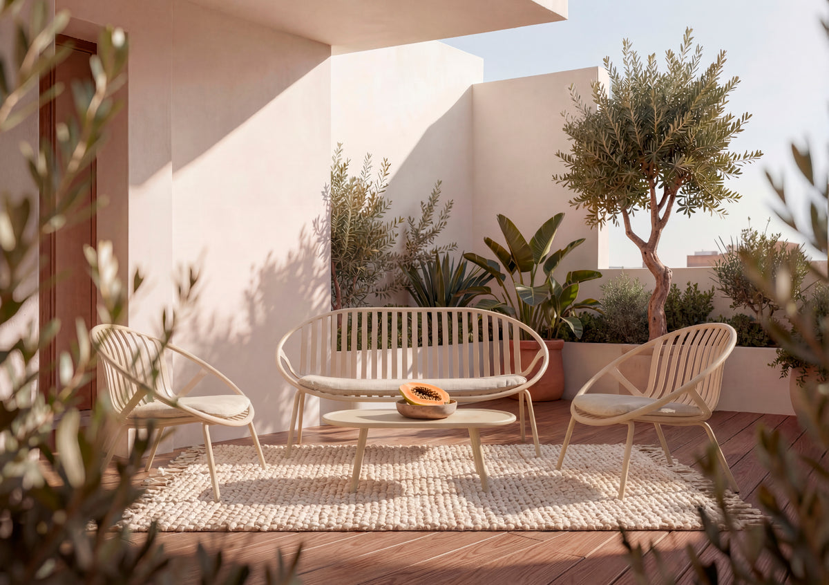Set da giardino IBIZA – divano, 2 poltrone e tavolino - Beige
