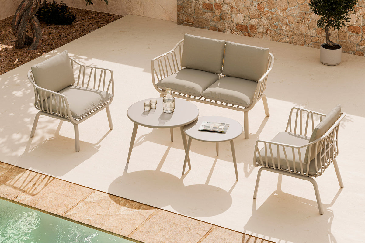 Set da giardino MIKONOS – divano, 2 poltrone e tavolino - Beige